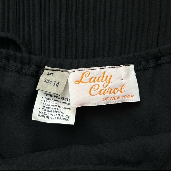 Vintage Black Sheer Micro Pleated Slip Dress Lady Carol of New York Union Made L - Picture 8 of 9